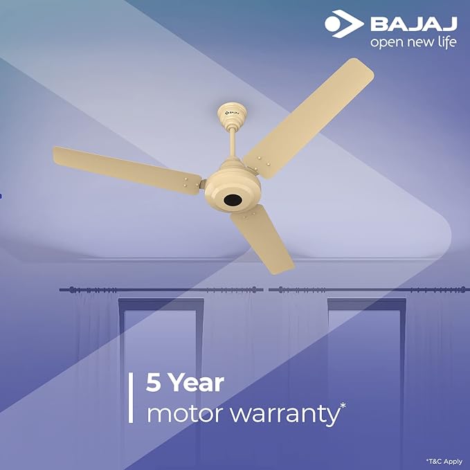 Bajaj Energos 26 1200MM (48 Inch) BLDC Ceiling Fan With Remote | BEE 5 Stars Rated | Energy Efficient Ceiling Fan For Home 【Base Ivory】