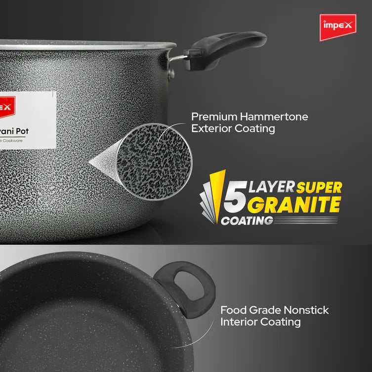 Impex RDBP8 - 8L, Dum Biryani Pot, Aluminium, PFOA-Free, Tempered Glass Lid, Induction Compatible, 1 Year Warranty, Grey