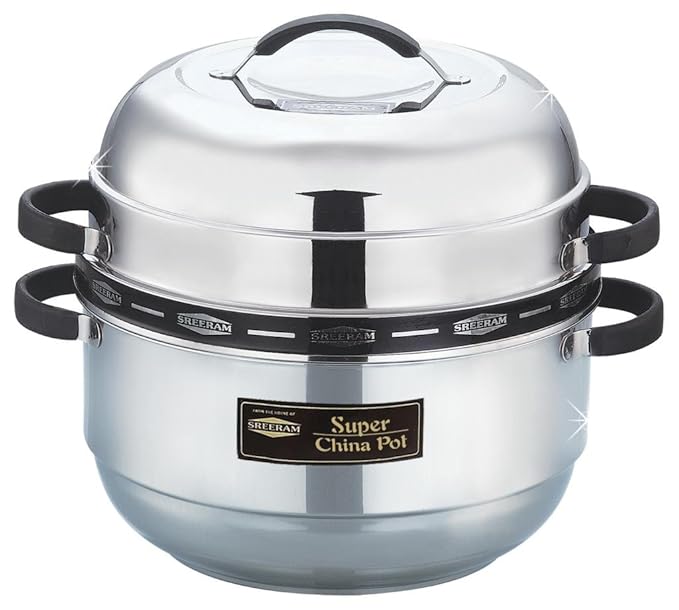 SREERAM Steel Super China Pot Thermal Rice Cooker, 1500 ml, Silver,