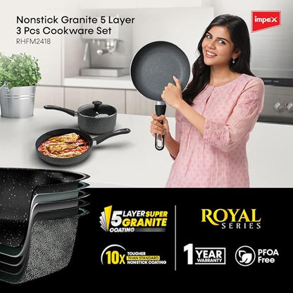 Royal Nonstick Granite Cookware 3pc set (RHFM2418)