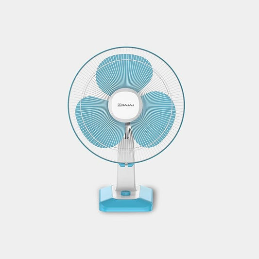 Bajaj Robusto 400MM Oscillating Table Fan For Home | DuraBreezeTM Technology | Surge Protection | 100% Copper Motor | High Air Delivery | Modern Décor | 3 Years Warranty【Icy Blue & White】