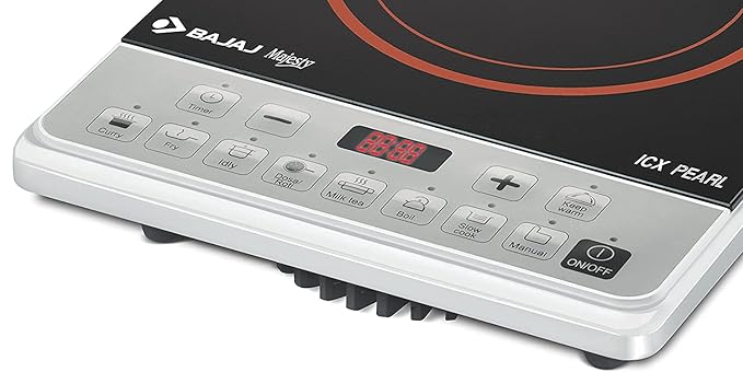Bajaj Majesty ICX Pearl 1900W Induction Cooktop with Pan sensor and Voltage Pro Technology, Black