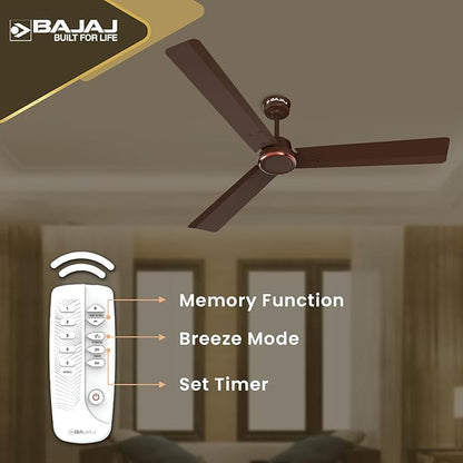 Bajaj Classico Sleek Plus 1200MM (48") BLDC Ceiling Fans For Home | BEE 5 Star Rated Energy Efficient Ceiling Fan | High Energy Density Motor | RF Remote | 2-Yr Warranty【Red Walnut】