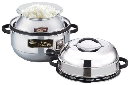 SREERAM Steel Super China Pot Thermal Rice Cooker, 1500 ml, Silver,