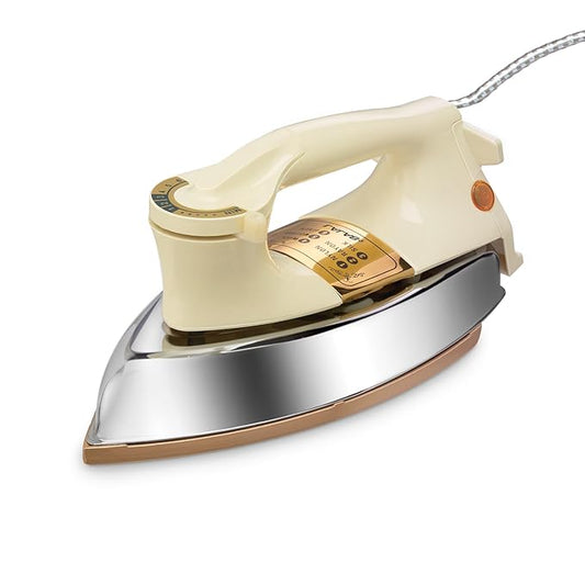 Bajaj DHX-9 1000W Heavy Weight Dry Iron | Advance Soleplate And Anti-Bacterial German Coating Technology | Cord Organizer | Multiple Temperature Levels | 2-Yrs Warranty 【Ivory】