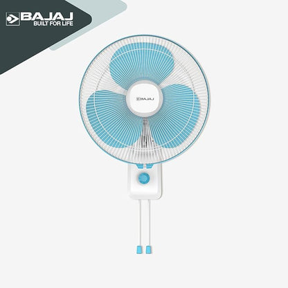 Bajaj Robusto 400MM Oscillating Wall Fan for Home | DuraBreezeTM Technology | Surge Protection | 100% Copper Motor | High Air Delivery | Modern Décor | 3 Years Warranty 【Icy Blue & White】