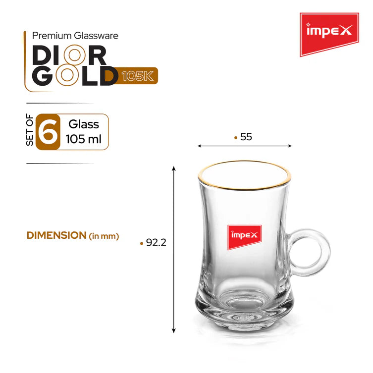 Impex Premium Glassware Dior Gold 105 K - Glass, 105 ml
