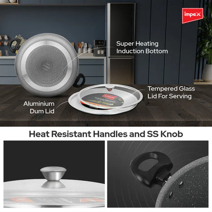 Click to expand Impex RDBP10 - 10L, Dum Biryani Pot, Aluminium, PFOA-Free, Tempered Glass Lid, Induction Compatible, 1 Year Warra