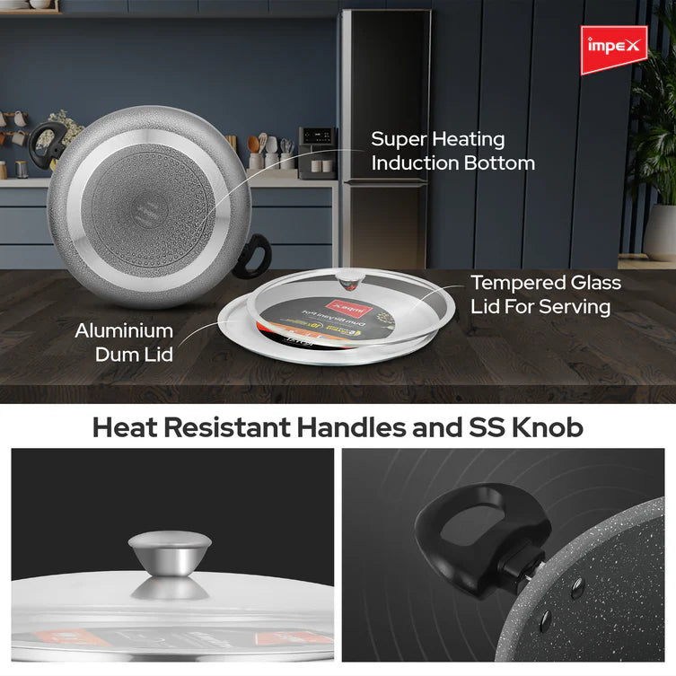 Click to expand Impex RDBP10 - 10L, Dum Biryani Pot, Aluminium, PFOA-Free, Tempered Glass Lid, Induction Compatible, 1 Year Warra