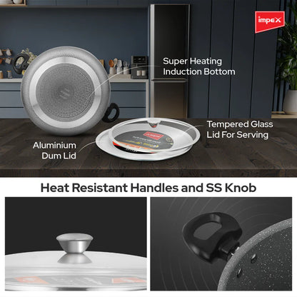 Click to expand Impex RDBP10 - 10L, Dum Biryani Pot, Aluminium, PFOA-Free, Tempered Glass Lid, Induction Compatible, 1 Year Warra