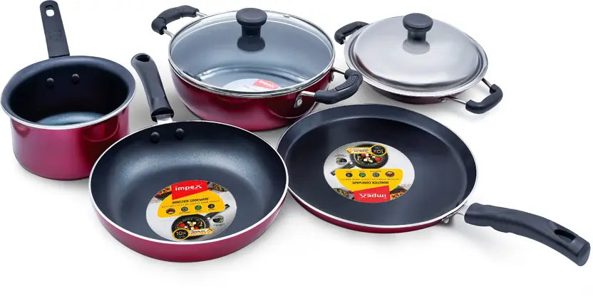 IMPEX (KUK 5) 7 pcs Induction Bottom Non-Stick Coated Cookware Set  (Aluminium, 7 - Piece)