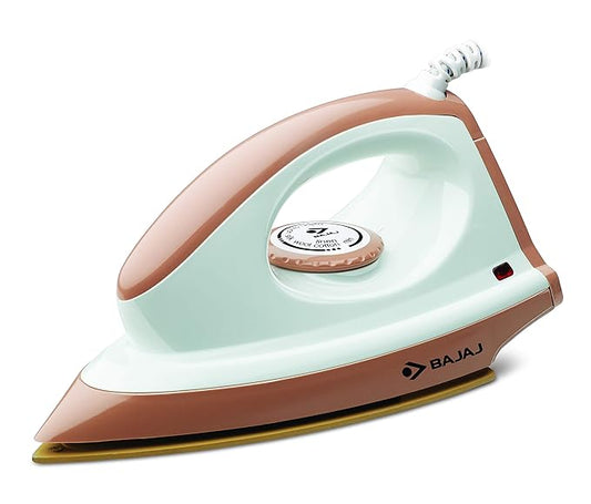 Bajaj ABS Majesty Canvas 1000-Watt Dry Iron | Teflon Coating | Thermal Safety Fuse | 360 Degree Swivel Cord | Cool Touch Body | 2-Yrs Warranty 【Brown】