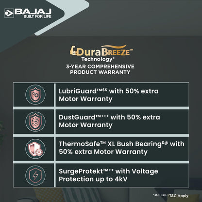 Bajaj Robosto 400 MM Oscillating Wall Fan For Home  | DuraBreeze Technology | 3 years Product  Warranty