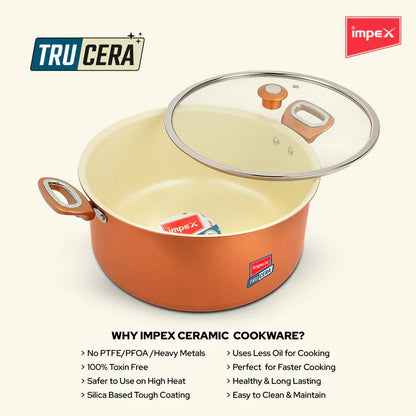 Trucera 8L Ceramic Biriyani Pot | Induction, Non-Stick | 2 Year Warranty