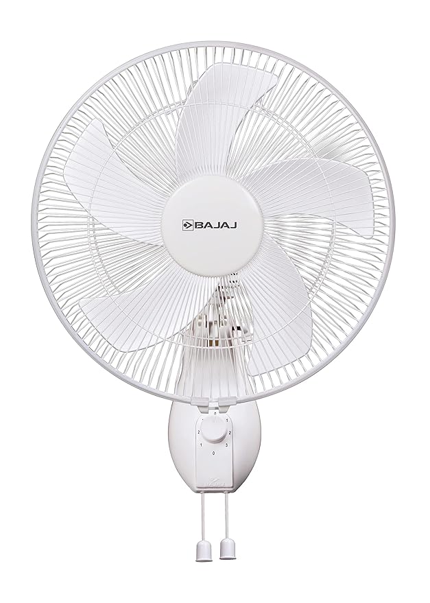 Bajaj Penta Aircool 400 MM Wall Mount Fan | Wall Fan For Kitchen & Home | Aerodynamically Designed 5 Blades | Thermal Overload Protector | 100% Copper Motor 【White】