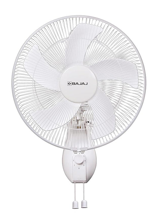 Bajaj Penta Aircool 400 MM Wall Mount Fan | Wall Fan For Kitchen & Home | Aerodynamically Designed 5 Blades | Thermal Overload Protector | 100% Copper Motor 【White】