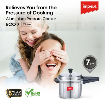 Impex Aluminium  Pressure Cooker 7 L ( ECO 7  ) | 5 Years Warranty |