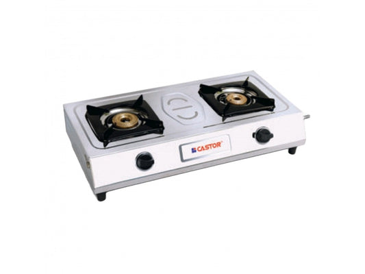 Castor 2 Burner Platinum Stainless Steel Gas Stove
