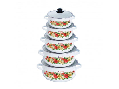 Castor Enamel 5pcs 3mm Casserole with Glass Lid 16,18,20,22,24 cm CT ECS1624