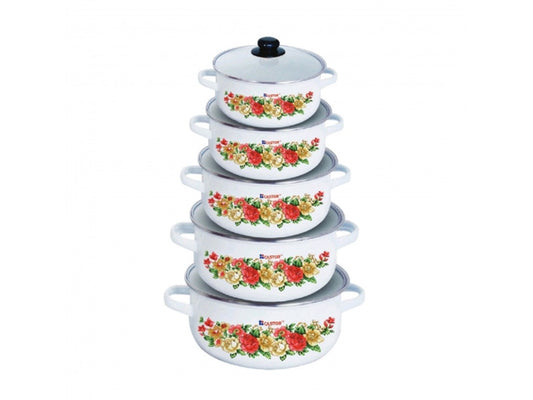 Castor Enamel 5pcs 3mm Casserole with Glass Lid 16,18,20,22,24 cm CT ECS1624