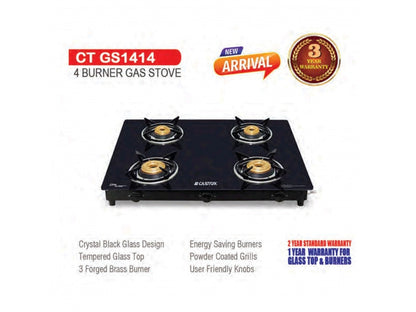 Castor 4 Burner Glaze Glass Hob