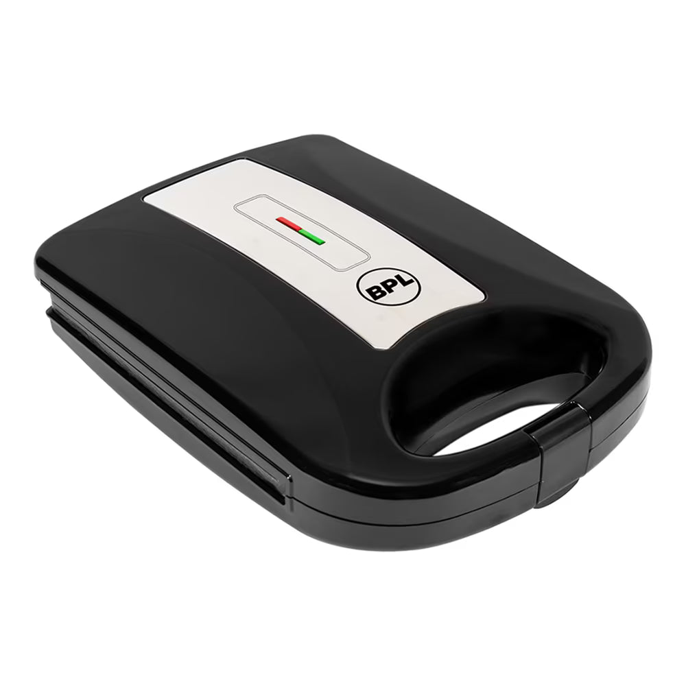 BPL 1200W 4-Slice Grill Sandwich Maker with Large Non-Stick Coating Plates, Cool Touch Handle with Lock, Ready Function LED Indicator, 2 Years Warranty, Black