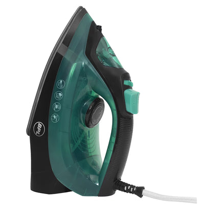 BPL 1200w Steam Iron 280ml Water Tank with Anti-Drip Led Indicators Overheat Protection Anti Calcium Spray and Steam Burst Function Self Cleaning ISI Certified 2 Years Warranty (Green & Black)