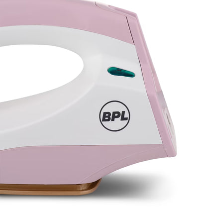 BPL BDIS0021 Adjustable Temperature Setting Heating Up Light Cool Touch Plastic Body 1000 W Dry Iron  (Pink, White)