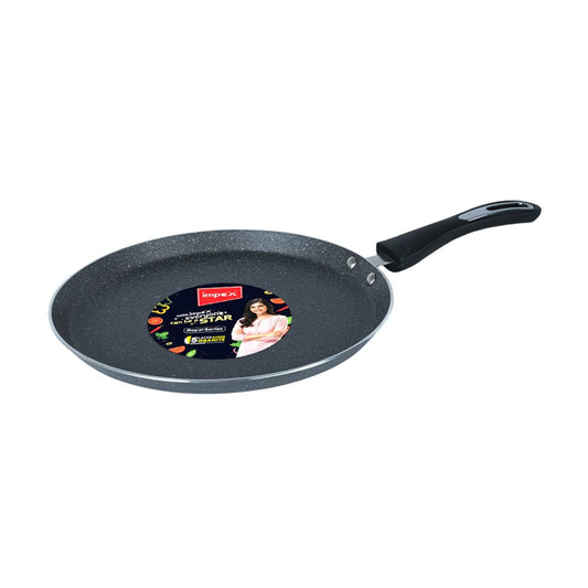 Impex Tawa Pan (28 cm) Royal 5-Layer Super Granite Nonstick Induction Base, 10 Times Tougher Non-Stick, for Dosa, Pathiri, Chapati, Roti, Parotta, Naan, Ease to Clean (28 cm, Grey)