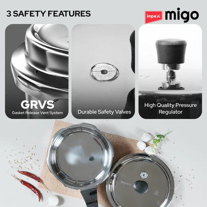 IMPEX Stainless Steel Pressure cooker IFC 235 SS 5 L, 3 L, 2 L Induction Bottom