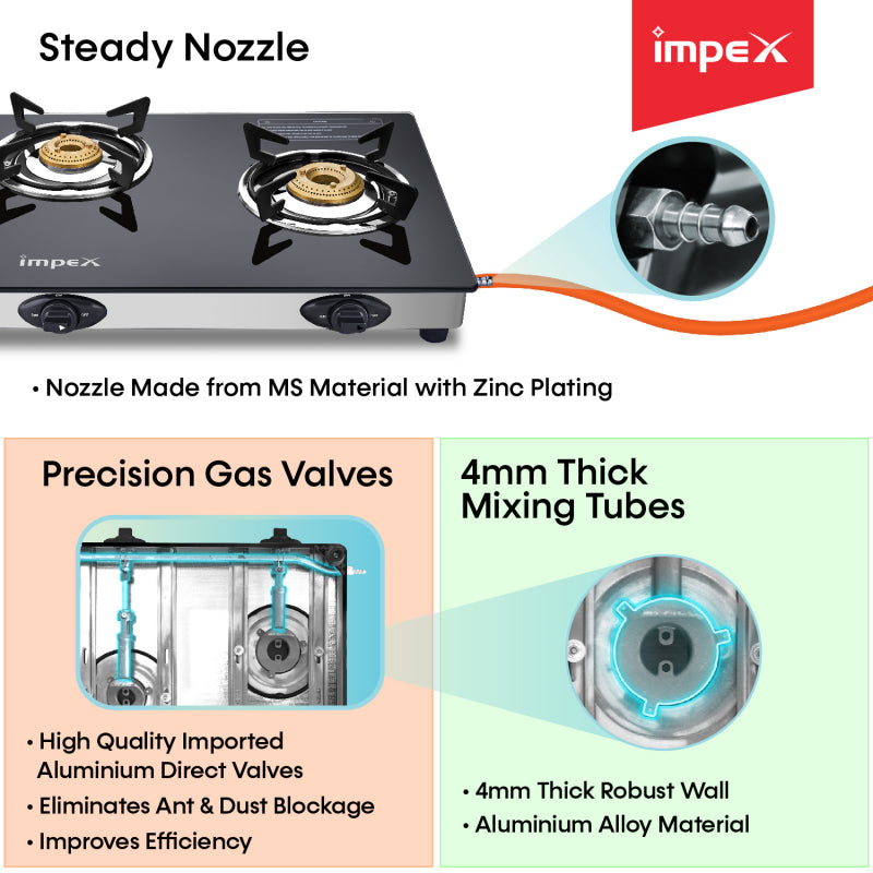 3-Burner Glasstop Gas Stove | Aspira 3B