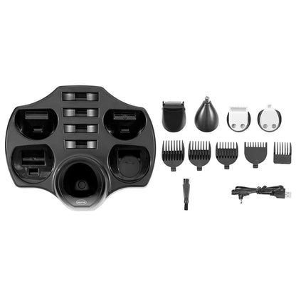 BPL Men's 10-in-1 Grooming Kit with Digital Battery Indicator, 70mins Cordless Usage, Fast Charging, 5-Heads & 5-Comb Length Adjustment, Detachable Heads for easy cleaning, 2 Years Warranty, Black and Light Gold
