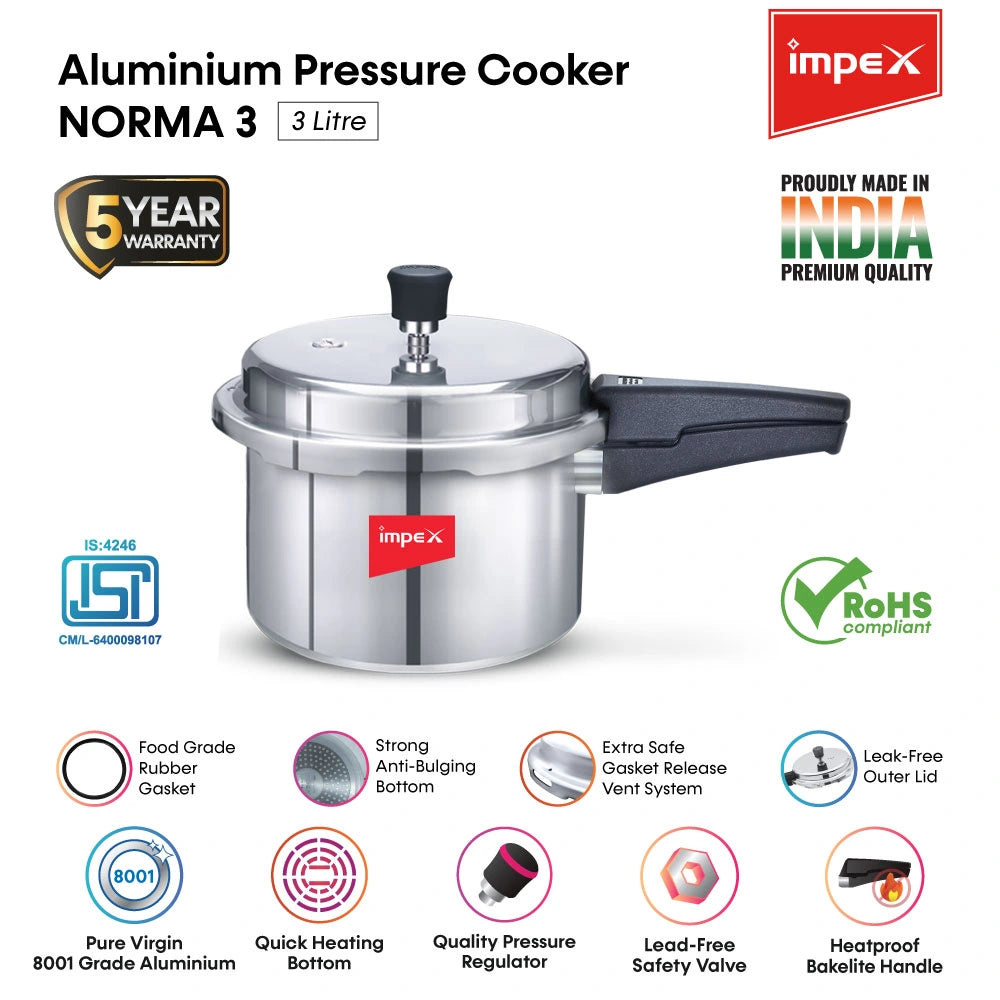 Aluminium Pressure Cooker | 3 Litre | Norma 3