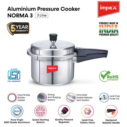 Aluminium Pressure Cooker | 3 Litre | Norma 3