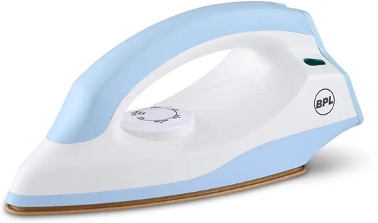BPL BDIS0011 Adjustable Temperature Setting Heating Up Light Cool Touch Plastic Body 1000 W Dry Iron  (Blue, White)