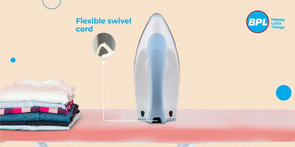 BPL BDIS0011 Adjustable Temperature Setting Heating Up Light Cool Touch Plastic Body 1000 W Dry Iron  (Blue, White)