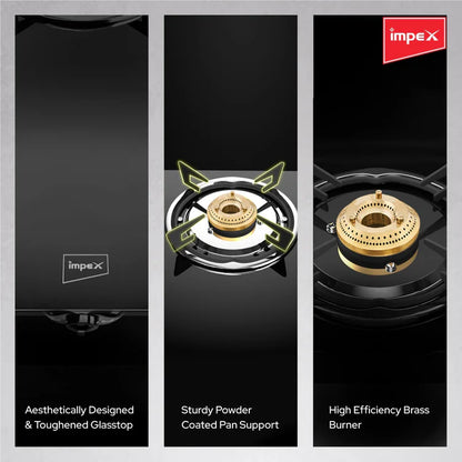 Impex SPECTA 2B NEO 2 Burner Black Premium Finish Gas Stove