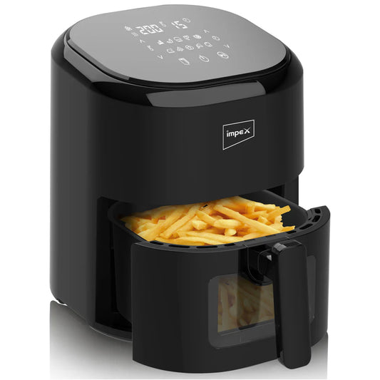 Impex Smart Fry DS45 Air Fryer 4.5 L, 1200 W | 80% Less Oil | Instant Electric Air Fryer | Auto Cut Off | Fry, Defrost, Roast, Grill & Bake | 2 Year Free Home service warranty (Black)