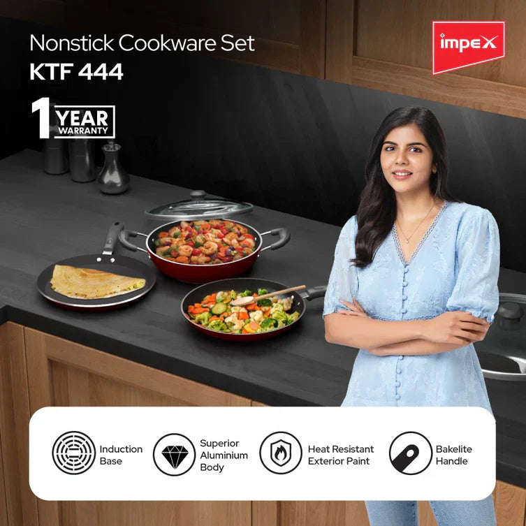 Click to expand Impex Non-Stick Aluminium Cookware Set (KTF 444)