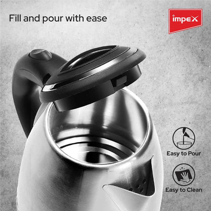 Impex STEAMER-1501 Stainless Steel Electric Kettle (1.5 Litre,1500 Watts,Silver)