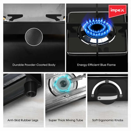 Impex 3-Burner Glasstop Gas Stove (Glaze 3B)