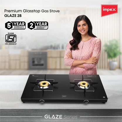 Impex 2-Burner Glasstop Gas Stove (Glaze 2B)