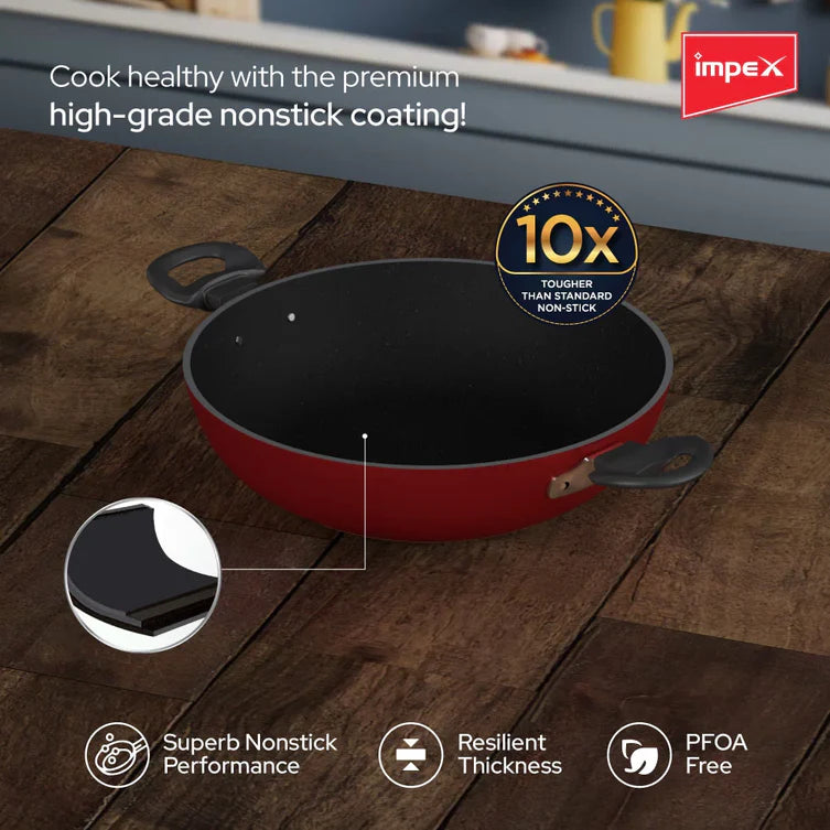 Impex Premium Induction Base Nonstick Aluminium Kadai Pan (IKP-2465)