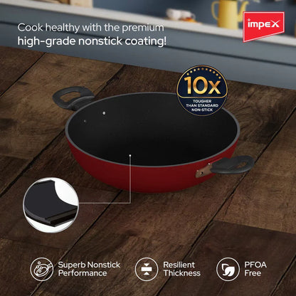 Impex Premium Induction Base Nonstick Aluminium Kadai Pan (IKP-2465)