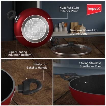 Impex Premium Nonstick Aluminium Kadai Pan (IKP-2780)