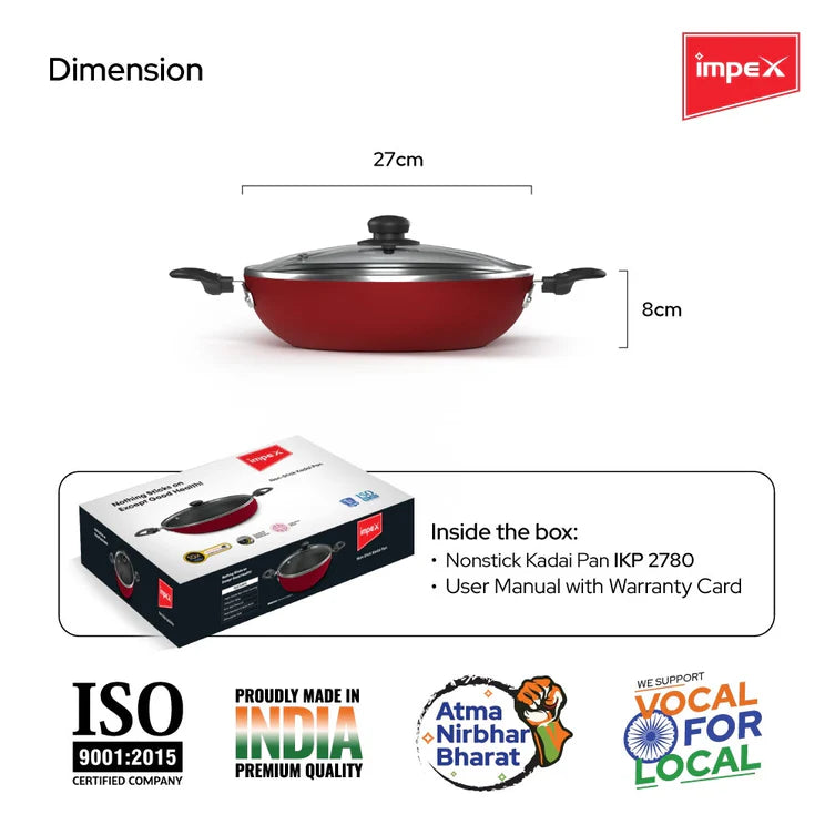 Impex Premium Nonstick Aluminium Kadai Pan (IKP-2780)
