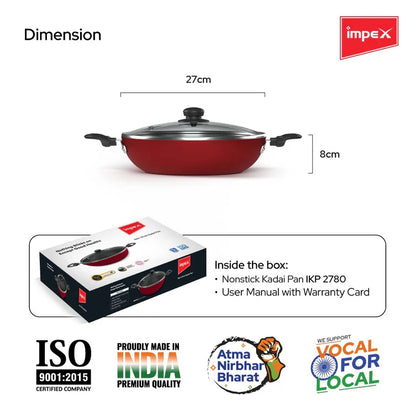 Impex Premium Nonstick Aluminium Kadai Pan (IKP-2780)