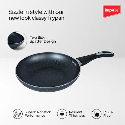 Impex Royal Granite nonstick Fry pan 20 cm (RFP20G) with 5-Layer Granite Coating, Induction Base Frypan Compatible for Induction, Electric and Gas Stove Tops Having 1 Year Warranty (Grey)
