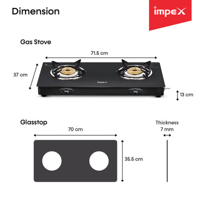 Glasstop Gas Stove ASPIRA 2B