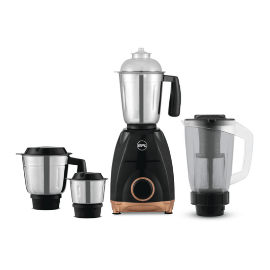BPL 750W Mix - Master+ Mixer Grinder | 4 Jar (Chutney, Dry, Wet & Juicer),| Powerful 750W motor | 3-Speed Control | 5 years product & 8 years warranty on motor | (BMGJ45275 Black)